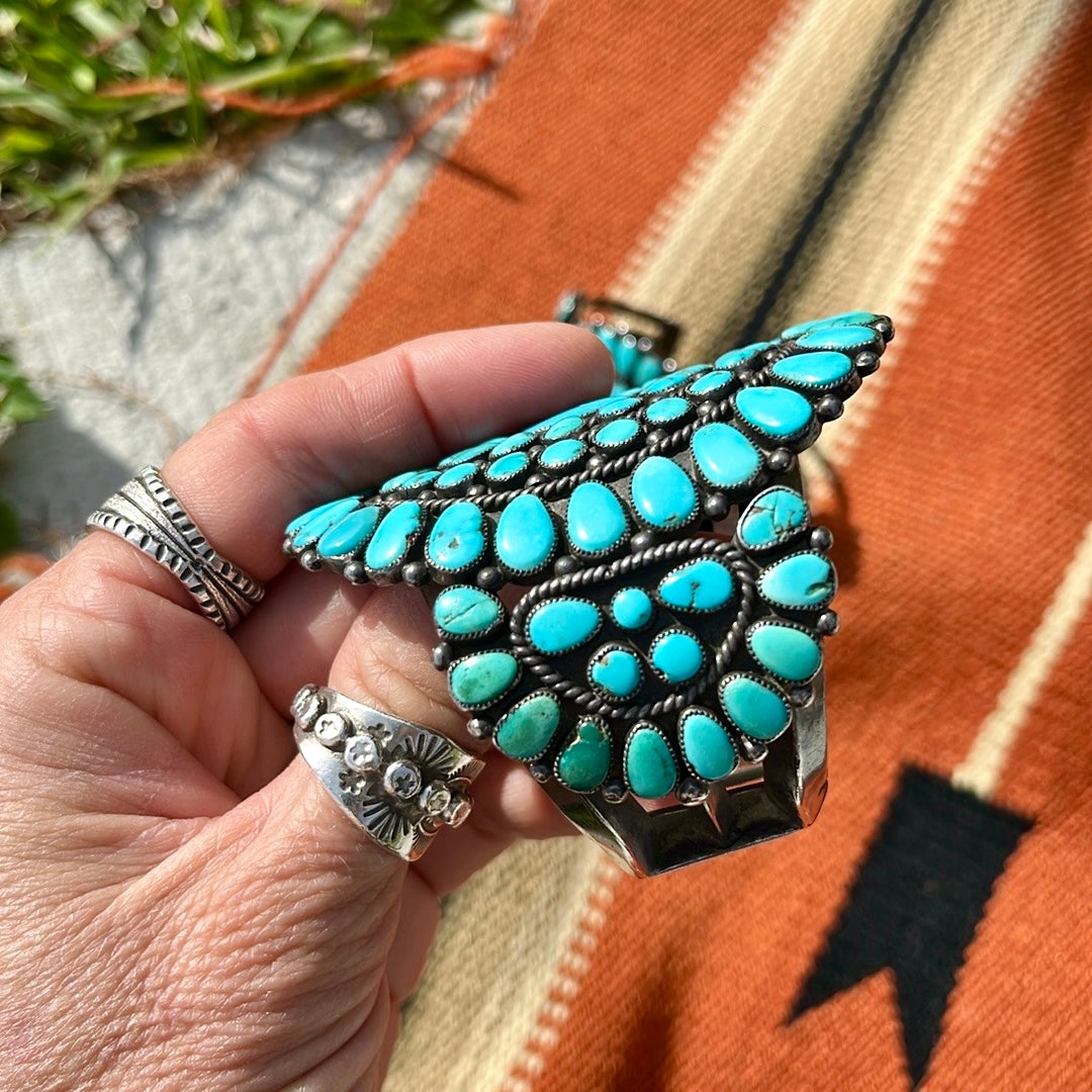 Vintage Navajo Turquoise Cluster Cuff