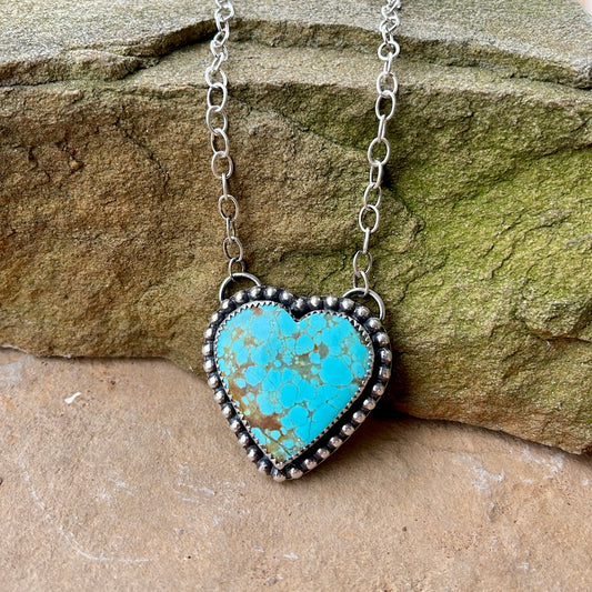 Number 8 Turquoise Heart Necklace