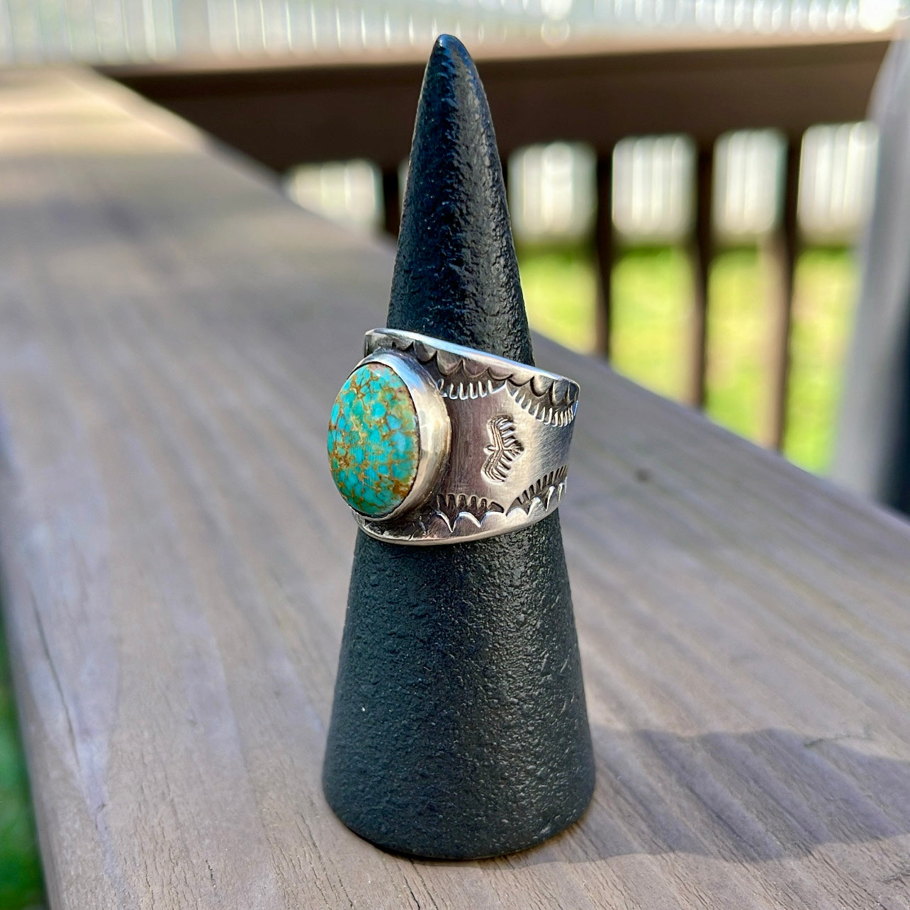 Emerald Valley Turquoise Cigar Band Ring - Size 9