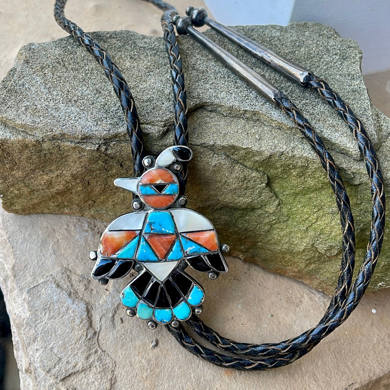 Vintage Zuni Inlay Thunderbird Bolo