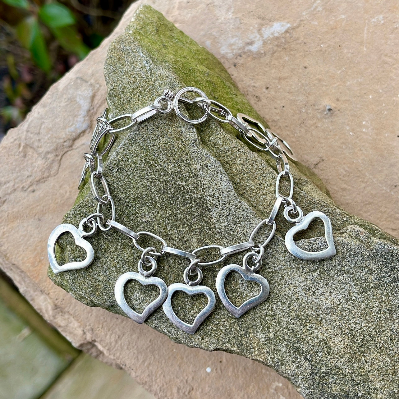 Vintage Heart Charm Toggle Bracelet