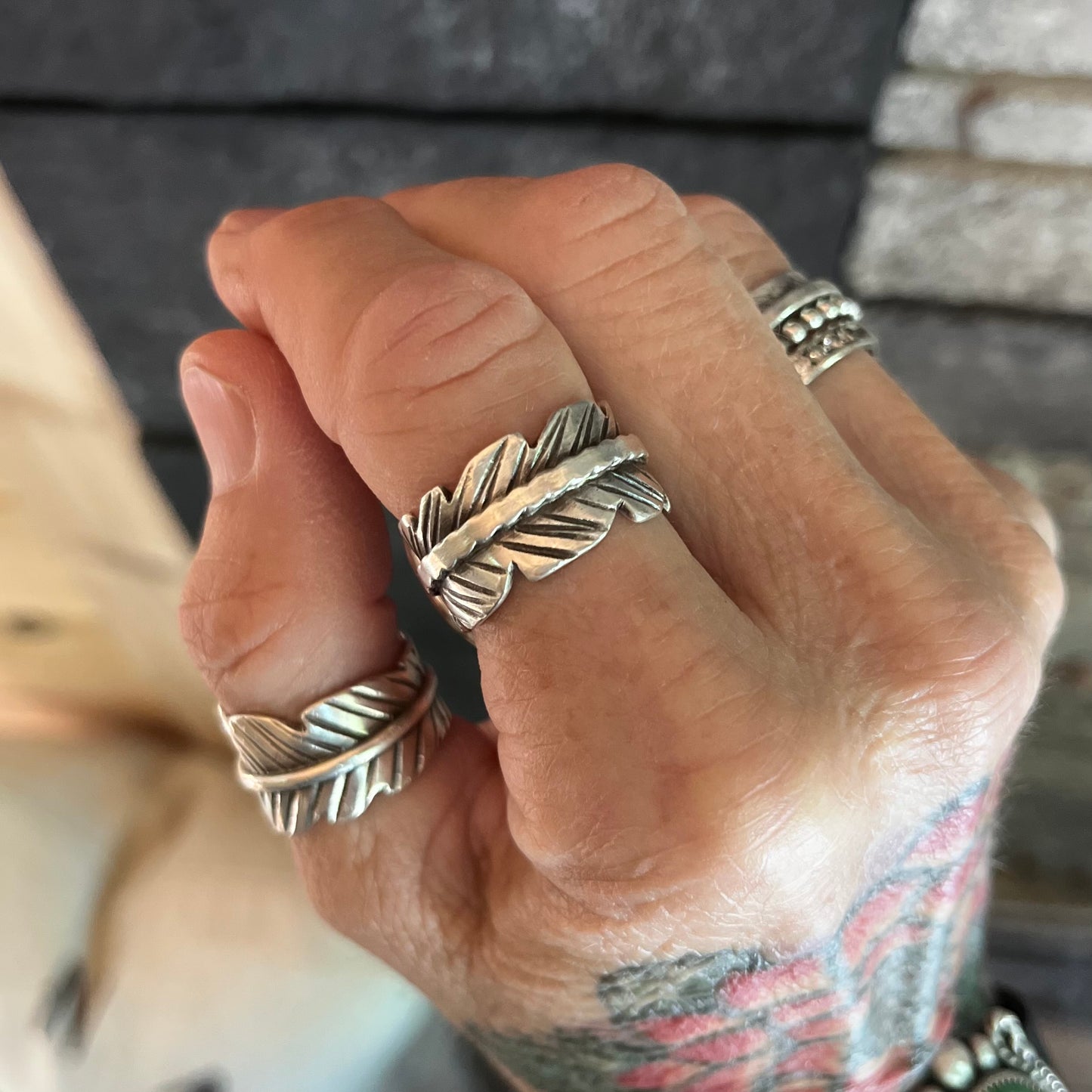 Feather Cigar Band Ring