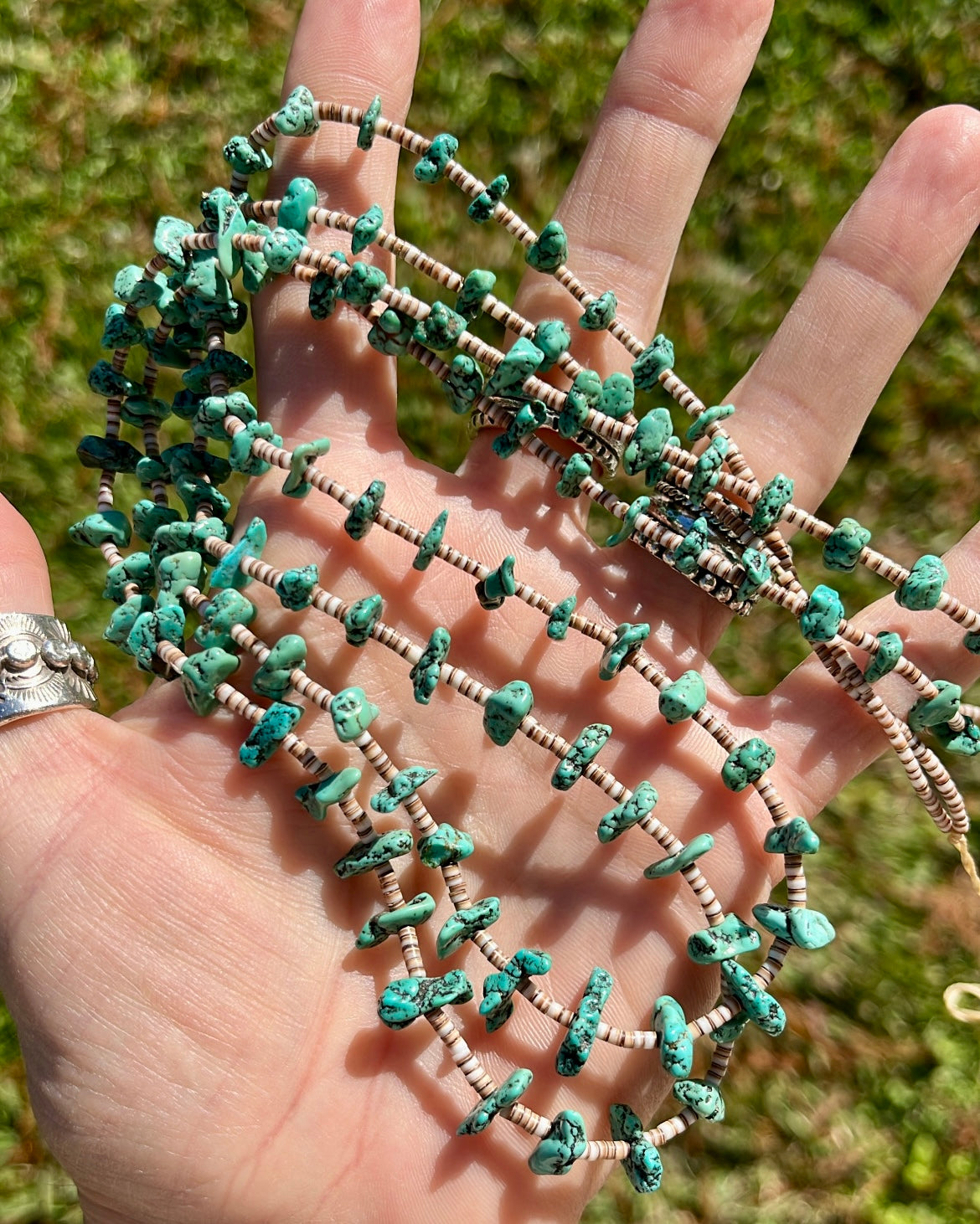 Vintage Double Strand Turquoise Bead Necklace