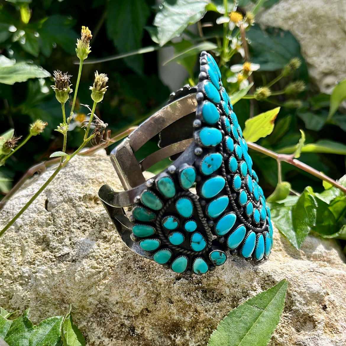 Vintage Navajo Turquoise Cluster Cuff