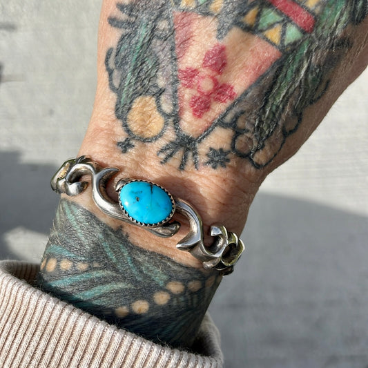 Vintage Sandcast Turquoise Cuff