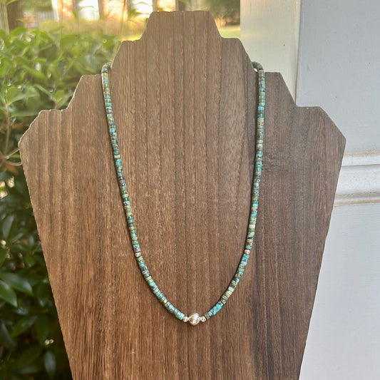 Turquoise & Silver Bead Necklace