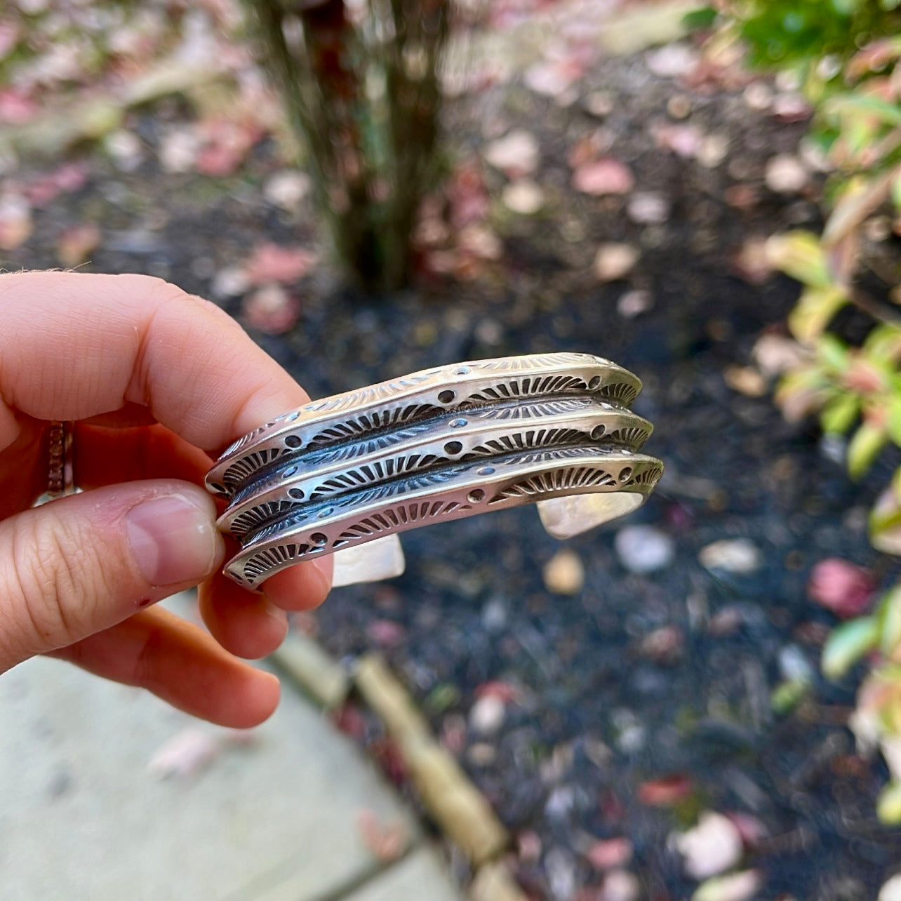 Triple Triangle Stamped Stacker Cuff