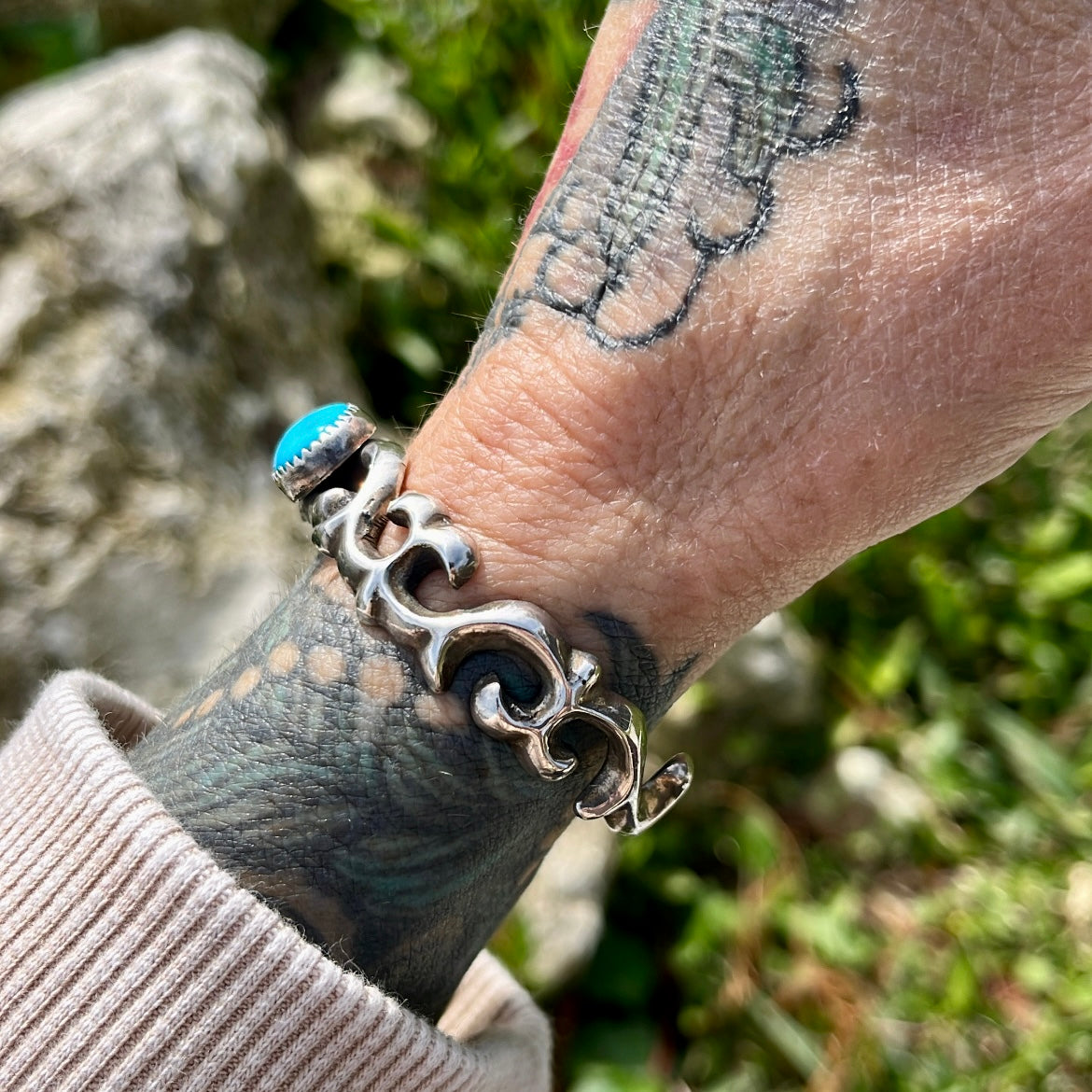 Vintage Sandcast Turquoise Cuff