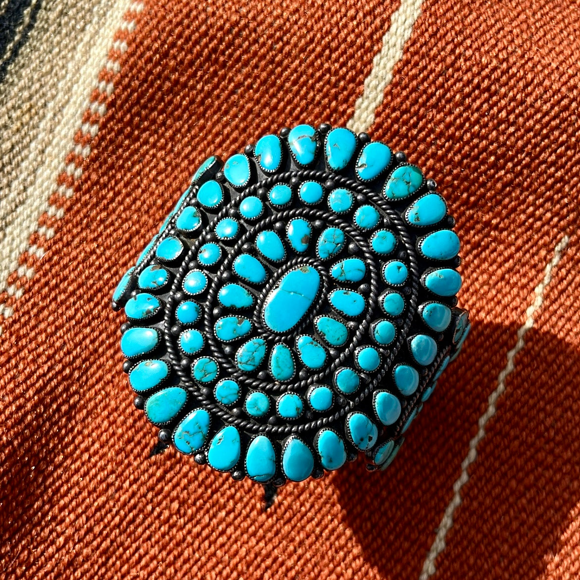 Vintage Navajo Turquoise Cluster Cuff