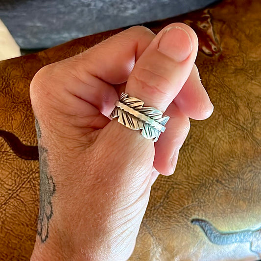 Feather Cigar Band Ring