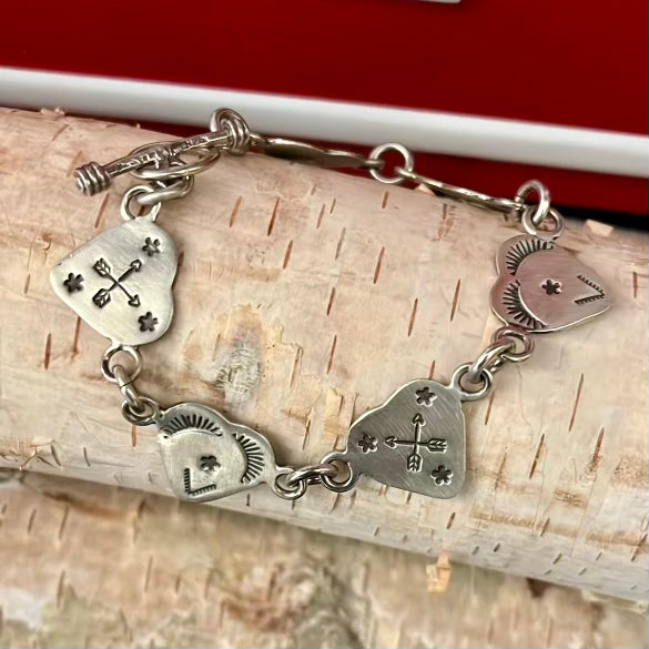 Stamped Heart Charm Bracelet