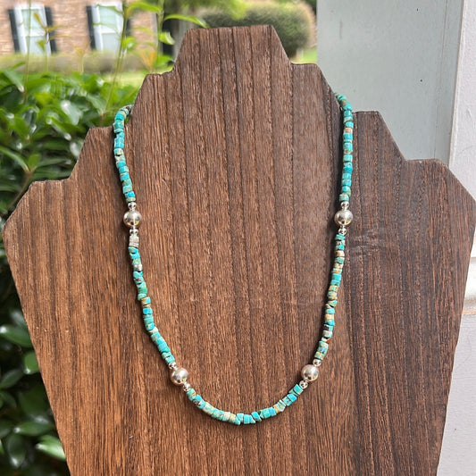 Turquoise & Silver Bead Necklace